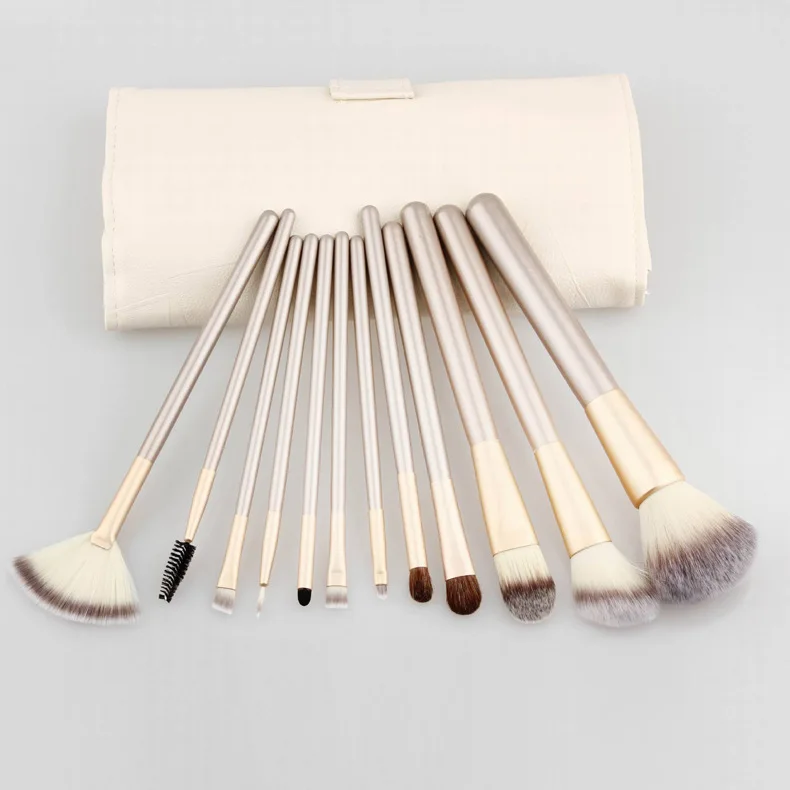 Professional 12/18/24 pcs white makeup brush soft Champagne brush handle Makeup set cosmetic kit