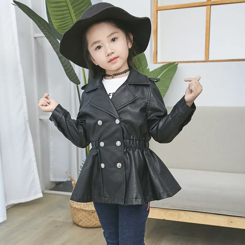 

Baby Girl Jacket Girl Coat Black Color Children Jackets Manteau Garcon Child Toddler Kids Girls Clothing Faux Leather Jacket