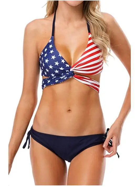 American Flag Bikini Set Women Beachwears Stars Stripes Swimwear Summer