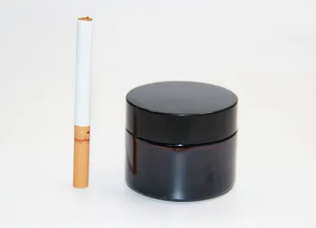 

10pcs 50g Round Amber Glass Jars Bosx Straight Sided Cream Jars w/ black plastic lid cap & inner liner empty cosmetic containers