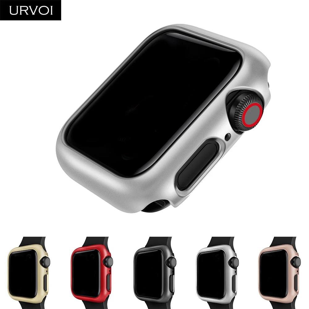 URVOI пластиковый чехол для Apple Watch series 5 4 Жесткий ПК Рамка нормальный Бампер протектор для iWatch slim fit Тонкий чехол ремешок 40 44 мм