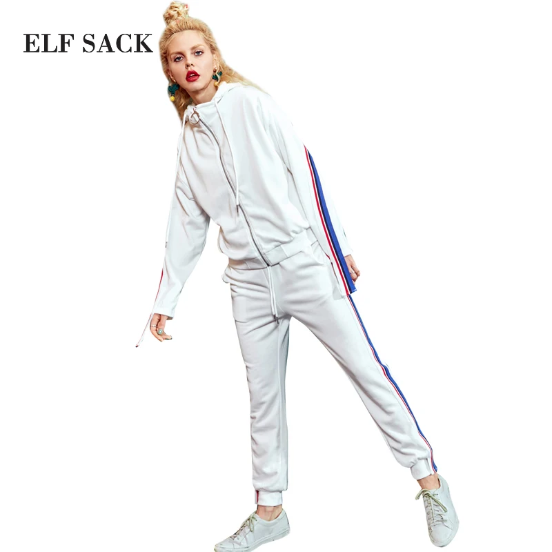 hooded contrast trim hoodie suit