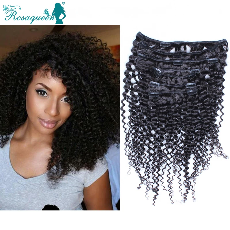 Kinky Curly Clip In Hair Extensions 7Pcs/Set 120g Brazilian Virgin Hair