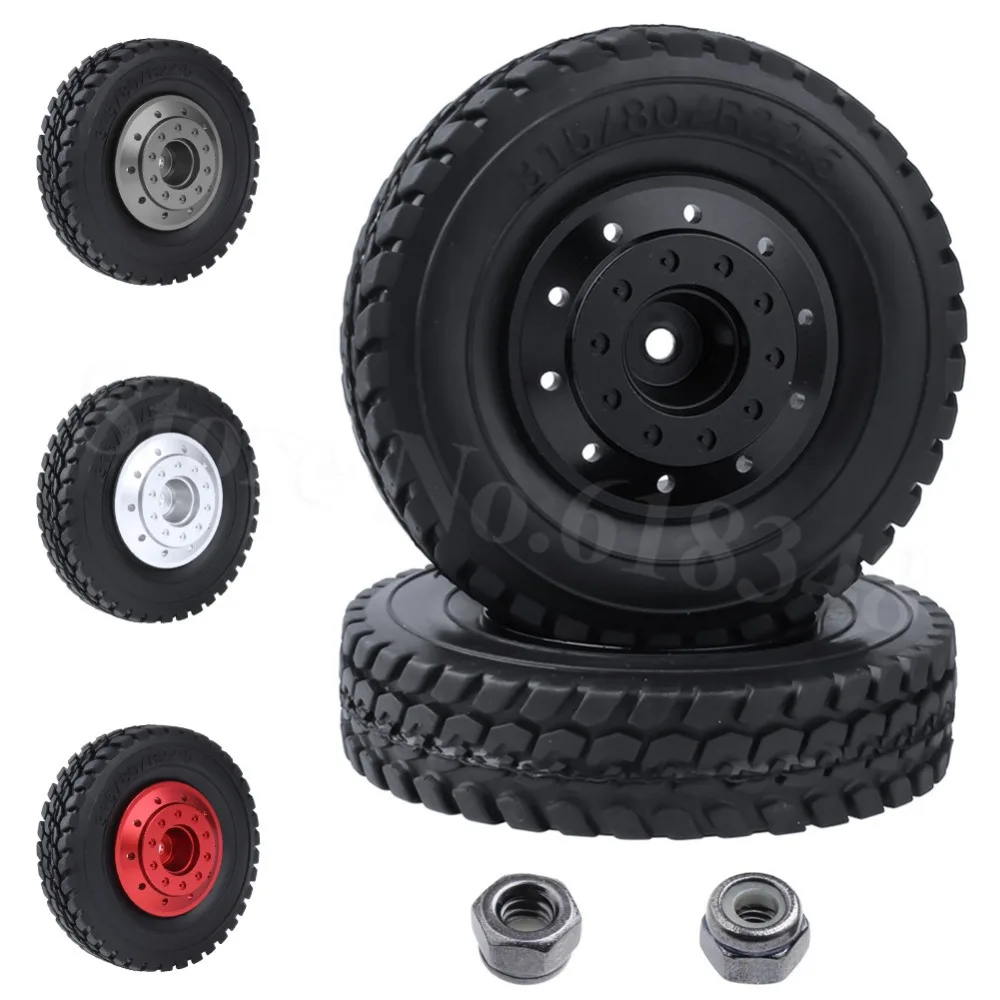 2 шт. для Tamiya 1/14 RC шины прицепа трактора Hard Rubber с алюминиевыми колесными ободами