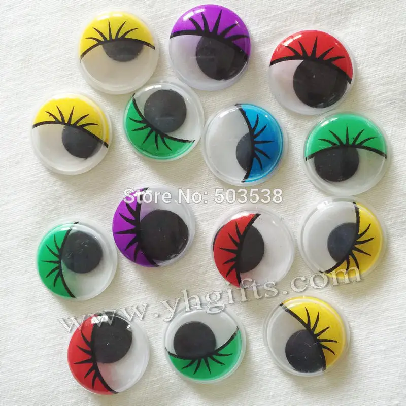 50PCS/LOT,2cm colorful eyelash wiggle eyes,Plastic eyeball,Doll eyes