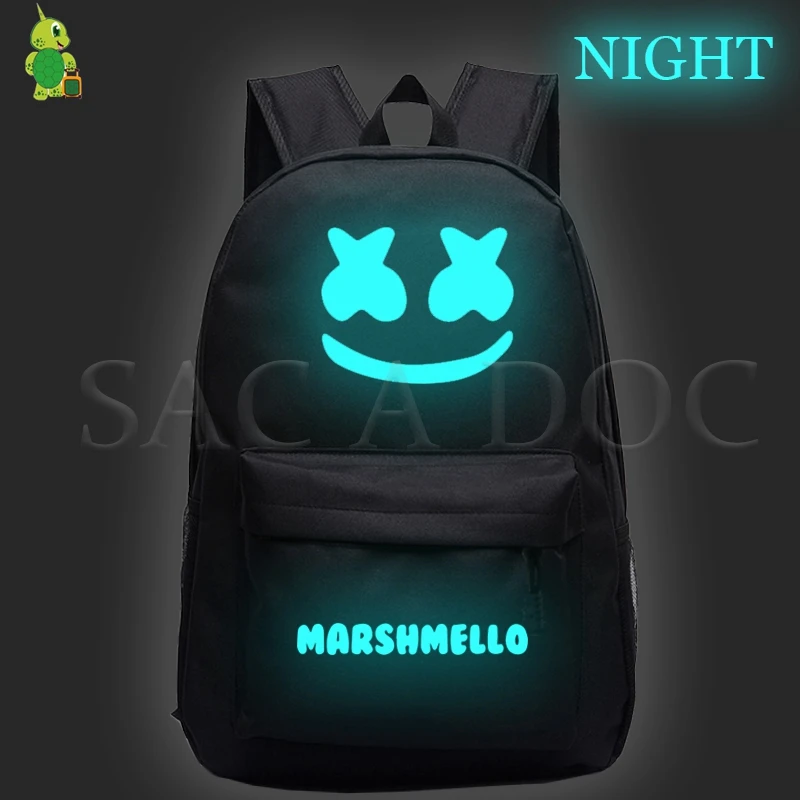 Marshmello DJ Face Luminous Backpack School Bags for Teenager Girls