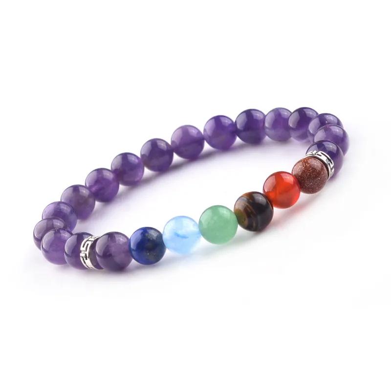 Multicolor 7 Chakra Stone Beads buddha Bracelets Wristband Bangles bijoux armbanden voor vrouwen  Women Men Jewelry