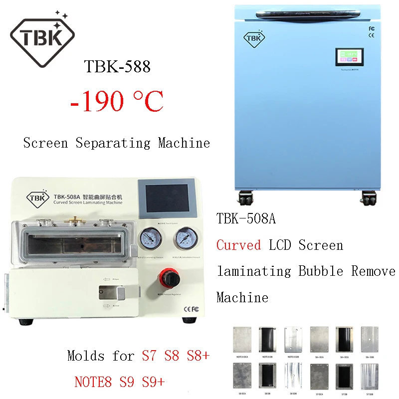 

TBK-508A Vacuum Laminating bubble remover TBK-588 -190 LCD Curved Touch Screen Freezing Separating Machine for ipad Samsung