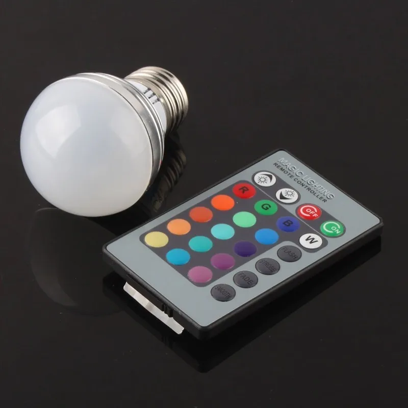 

E27 E14 GU10 LED RGB Bulb lamp AC110V 220V 5W LED RGB Spot light dimmable magic Holiday RGB lighting+IR Remote Control