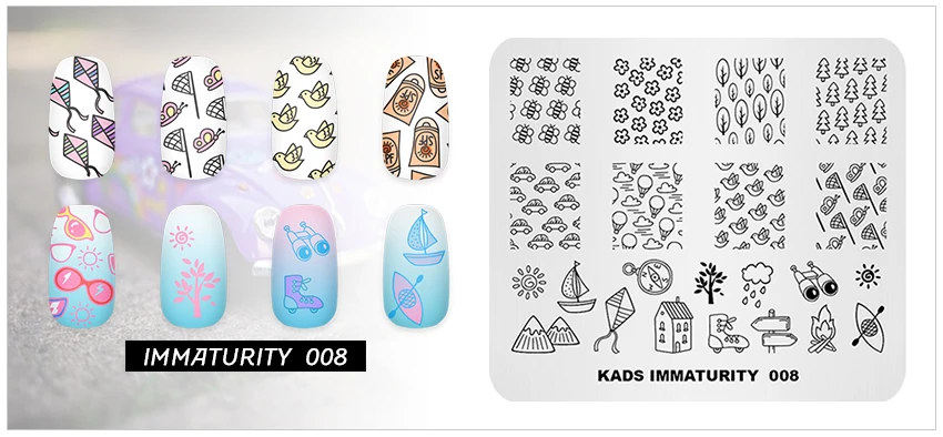 KADS дизайн ногтей шаблон настоятельно рекомендуется 6 видов конструкций цветы растения шаблон изображения Шаблон для ногтей штамповка пластины дизайн ногтей трафареты