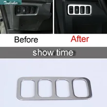 Tonlinker 1 PCS Car NEW Stainless Steel Headlight Control Button Light Box Cover Case Stickers for