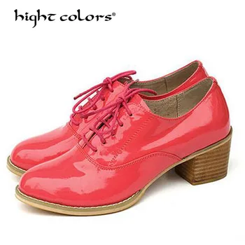 

Flats British Style Oxford Shoes Women Spring Leather Oxfords Flat Heel Casual Shoes Lace Up Womens Shoes Retro Brogues