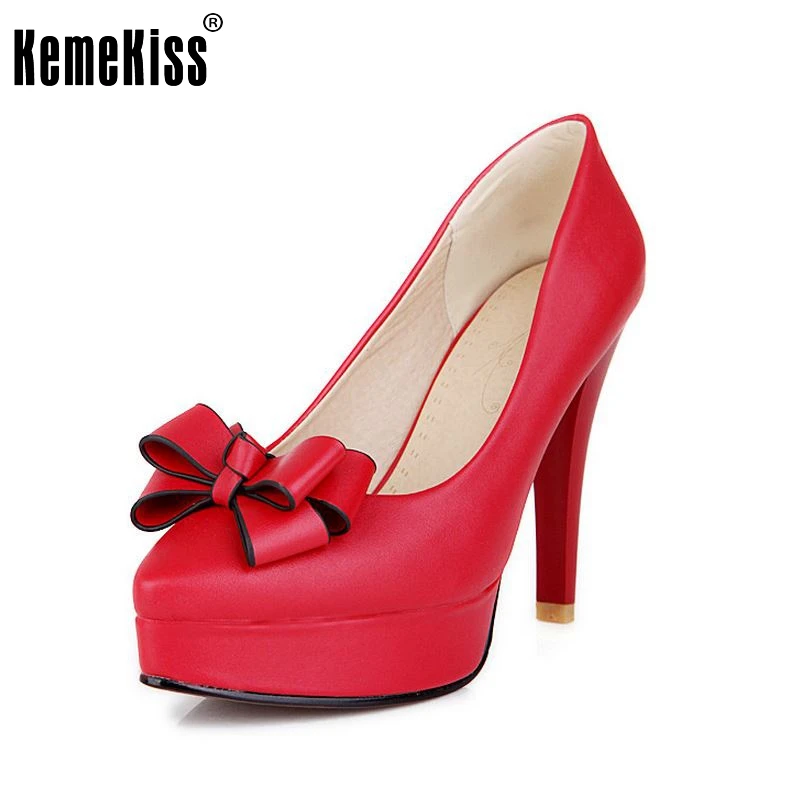 

wedding piont toe ladies high heel shoes sexy women spring bowtie fashion pumps platform footwear shoes heels size 32-42 P22608