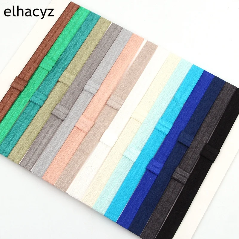 Эластичные повязки на голову 32 цвета 100cs/лот Shimmery 1,5 см ширина эластичная повязка на голову с петлей для детей взрослых DIY аксессуары для волос