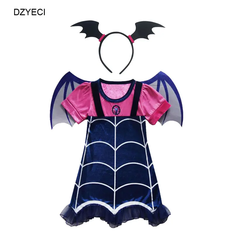 Disfraz Vampirina/костюм для девочек; платье на Хэллоуин; детское Эксклюзивное платье; детская маска; повязка на голову; маскарадный костюм; vetement Fille; Возраст 8 лет - Цвет: Blue2 Headband