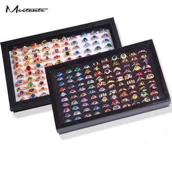 

Meetcute 100 Slots White/Black Plastic Earring/Ring Display Jewelry Box Shop Casket Jewelry Organizer For Decorations Tray Case