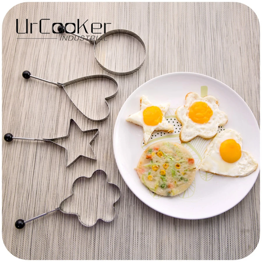 4Pcs/Set Fried Egg Pancake Mold Creative 4 Shape Stainless Steel Frying Egg Mold Boil Egg