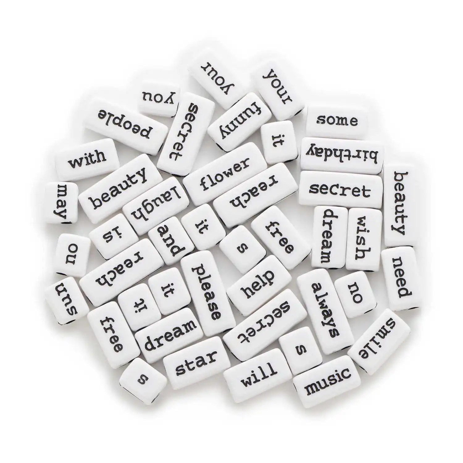 

30 Piece Mixed White Rectangle Beads Black Alphabets Letter Acrylic Spacer Jewelry Making 12-24mm