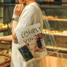 Shopping Bag Ins Popular Fashion Large Transparent Jelly PVC Trend Handbag Shoulder Tote Bag Waterproof Totes Beach Women's Bags mixtx 2018 transparent pvc handbag beach shoulder bag women new trend tote hot sale jelly color plastic clear bag large capacity