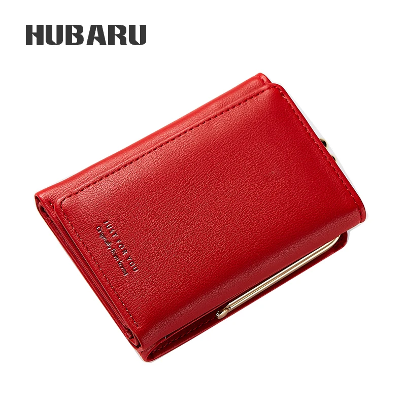 

HUBARU New Fashion Wallet Lady Small Wallet Trifold Design Hasp Coin Bag Purse Card Holder Short Slim Female Purse Photo Holder
