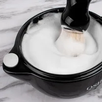 QSHAVE Razor Shaving Scuttle kubek wypełniony gorącą wodą utrzymuj pianę zawsze ciepło to duży rozmiar miska ręcznie kubek ceramiczny czarno-biały 2