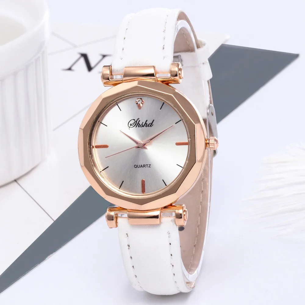 Luxury Women Quartz watches Faux Leather Color Metal Dial Wristwatch Fashion Women Watch relogio feminino for dropshipping