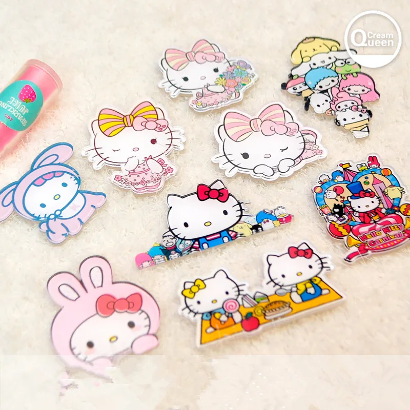 

10pcs mixed acrylic resin cartoon hello kitty cabochon for DIY pendant decoration