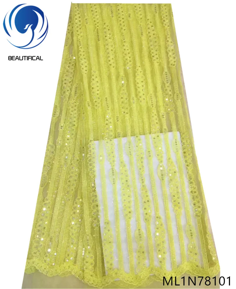 

BEAUTIFICAL french tulle lace latest design african fabric french free shipping mesh tulle with sequins lace ML1N781