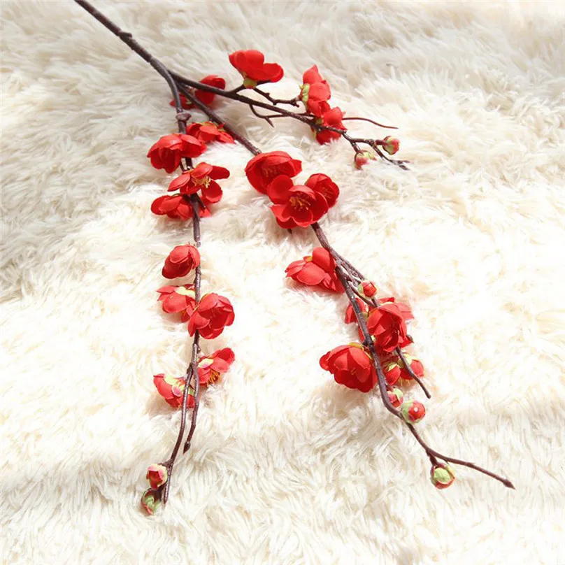  DIY Fake Flowers Plum Blossom Artificial Flowers Floral Wedding Bouquet Flower Branch Home Decoration #3A04 (2)