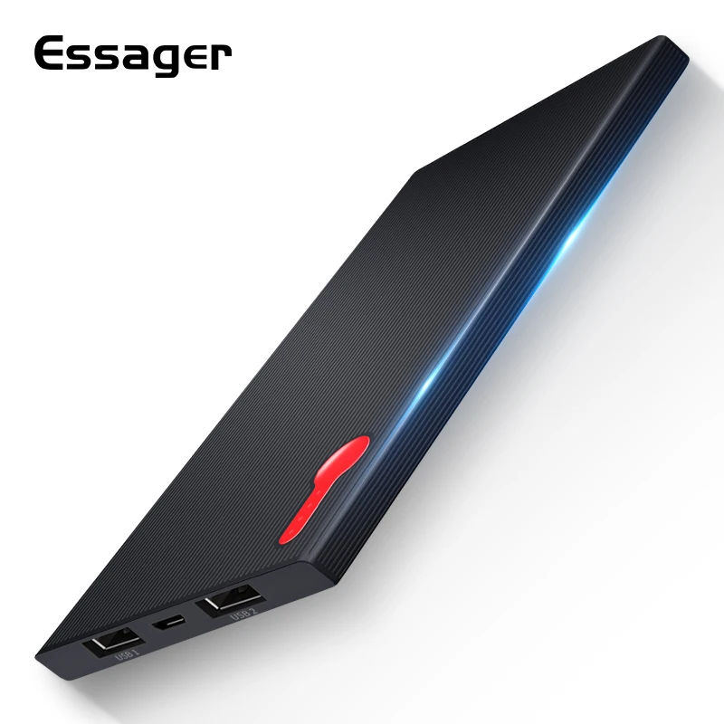

Essager Slim 10000mAh Power Bank For Xiaomi mi9 Mobile Phone Dual USB Poverbank External Battery Pack Charger Portable Powerbank