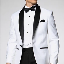Мужские костюмы, белая куртка с черным атласным отворотом, смокинги друзей жениха, свадебные костюмы/деловые костюмы/официальные костюмы