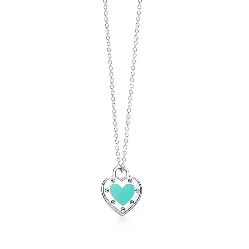 

2018 New 925 Sterling Silver Enamel Green Heart-shaped Necklace&Pendant Brand Design Chain Necklace Women Gift Jewelry