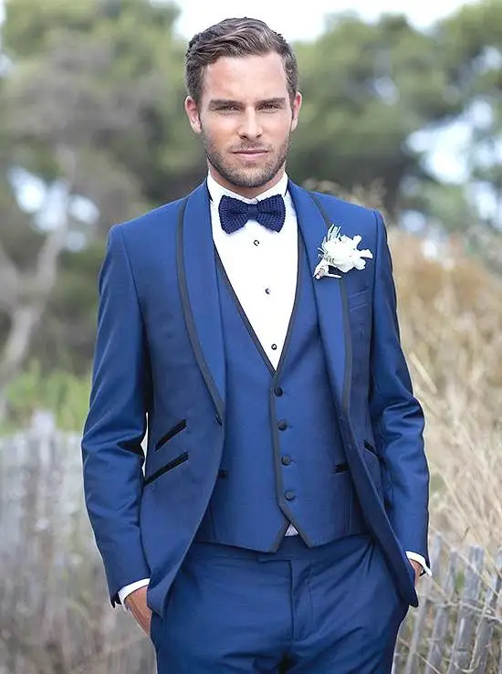 2017 Latest Coat Pant Designs Navy Blue Wedding Suit For