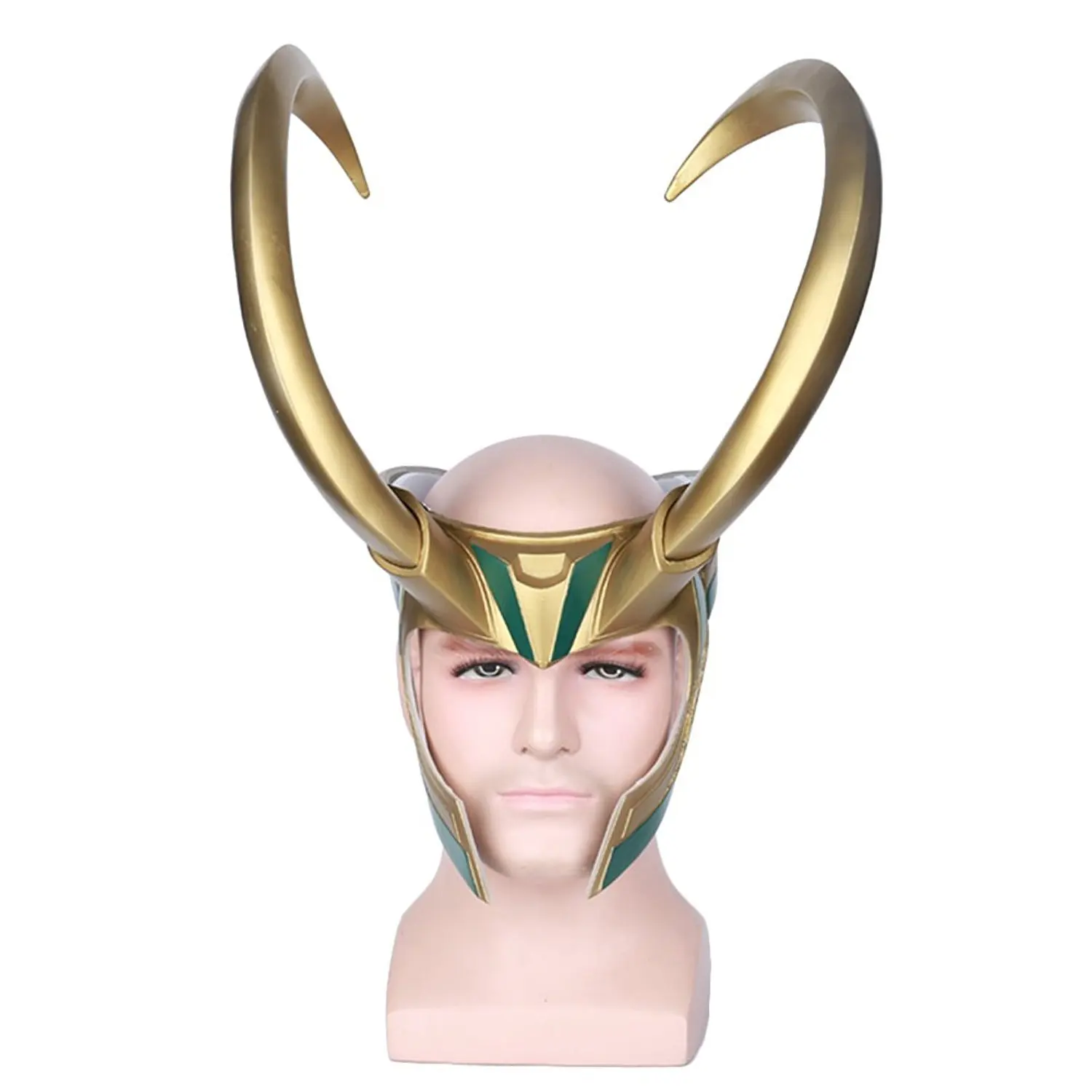

Halloween Loki Cosplay PVC Mask Half Face Mask -Golden Giant Horns Helmet Loki Mask Cosplay For Adult