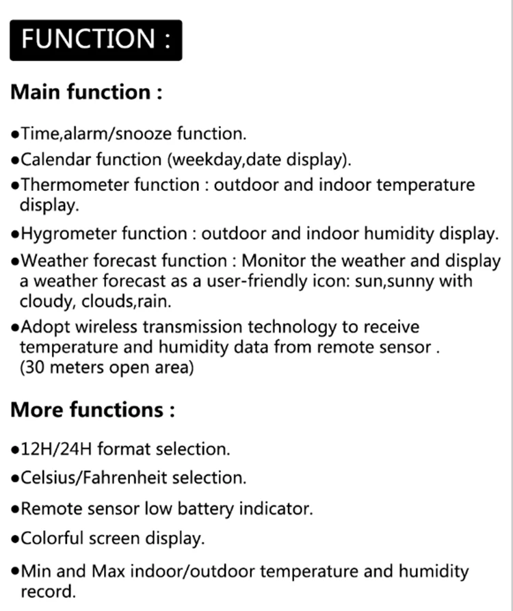 Домашняя Беспроводная метеостанция, цветной ЖК-дисплей, цифровой вход/уличная температура, влажность, повтор, будильник, счетчик погоды