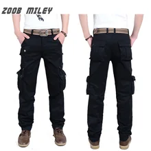 ZOOB MILEY повседневные брюки карго мужские Мешковатые Свободные Брюки с несколькими карманами одноцветные брюки полной длины размера плюс хлопок(без пояса