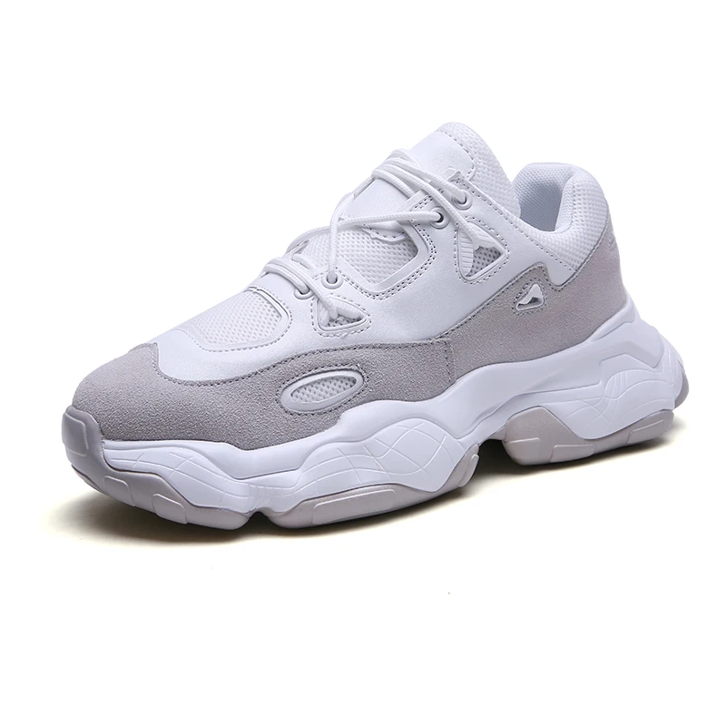 Tenis Masculino Вулканизированная обувь для мужчин; воздухопроницаемые мужские кроссовки с сеткой; модная повседневная обувь на толстой подошве; кроссовки - Цвет: white