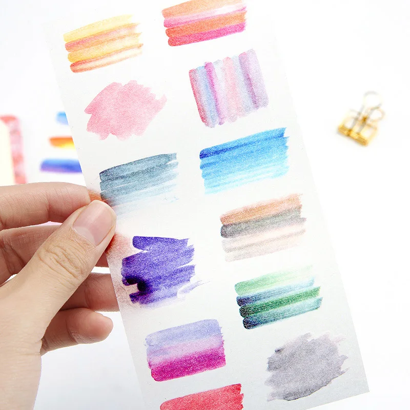 

6 Sheet/lot Creative Stickers Toy Creative Rendering Watercolor Logos Flowers Washi Paper Stickers DIY Scrapbooking Stationery