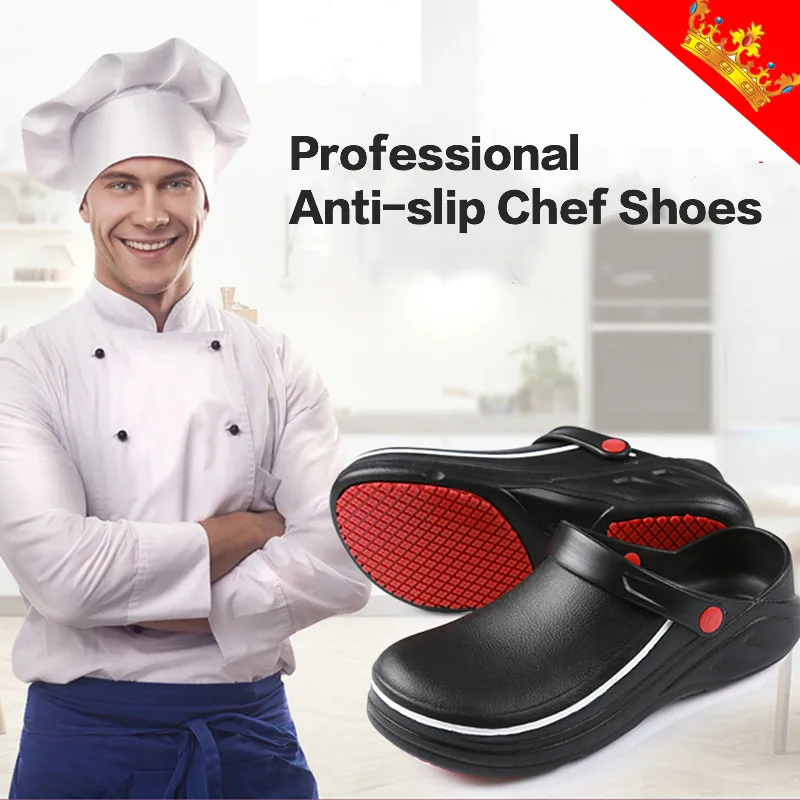 Unisex Chef Shoes Men's Slip-proof Oil-proof Waterproof Shoes Hotel Kitchen Shoes Medical Shoes Rainshoes White Work Clogs S085