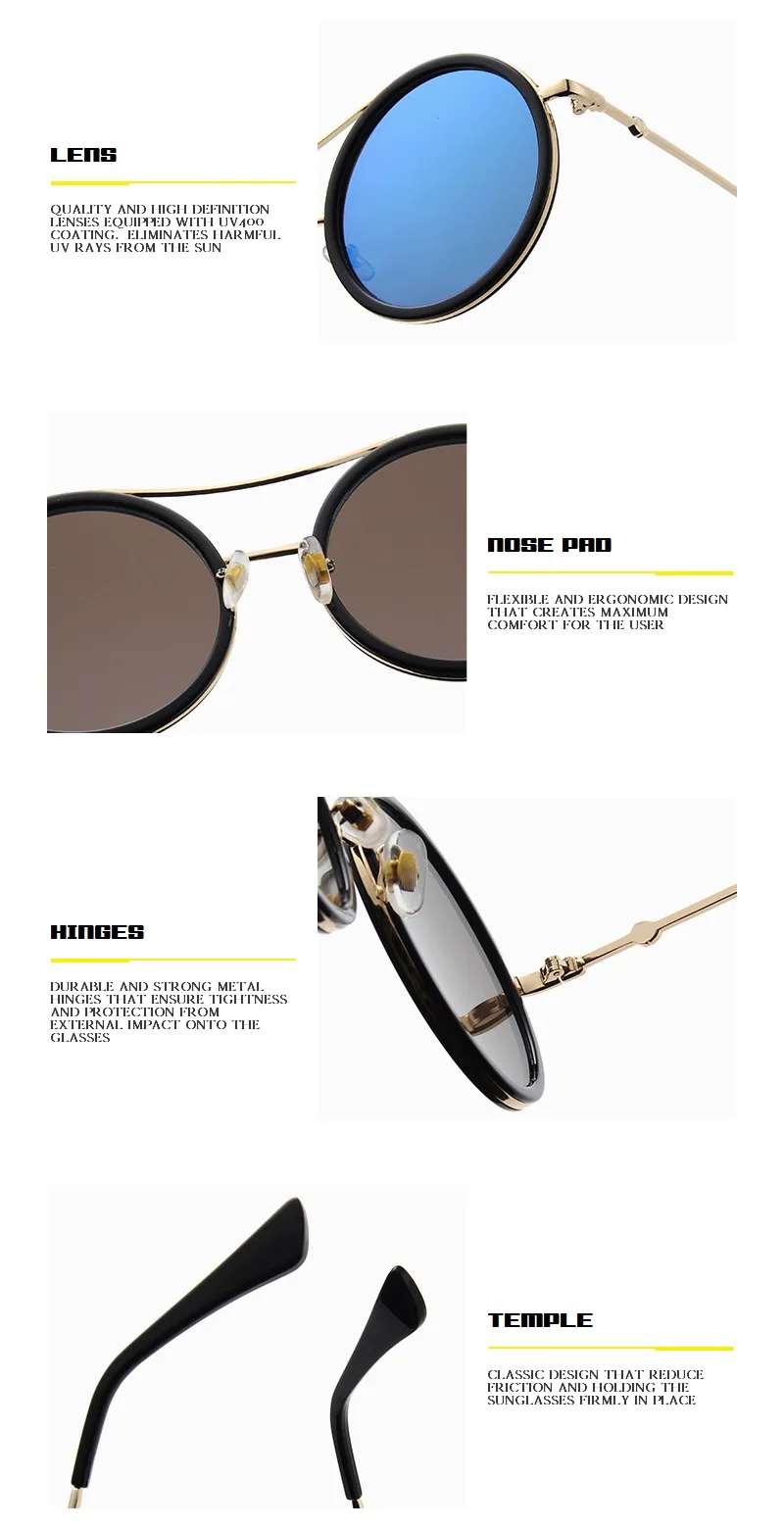 Luxury Round Two Tone Sunglasses For Ladies Sexy Classy Fashion Sun Glasses Stylish Designer Brand Eyewear oversized sunglasses