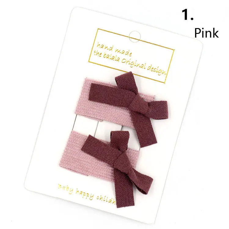 Pink 2 шт./компл. вельветовые полосатые заколки для волос с бантом для маленьких девочек ручной работы заколки для волос милые заколки для волос заколка аксессуары для волос - Цвет: Pink