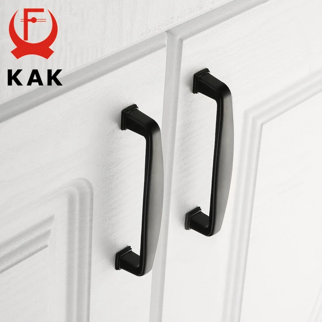 KAK-tirador negro de aleación de aluminio para muebles, Pomos y tiradores  para puerta de armario de cocina, herrajes para puertas de muebles -  AliExpress