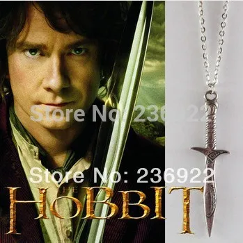 

ZRM 20pcs/lot Wholesale Lord of the Rin gs Hobbit necklace Bilbo Baggins Sting Sword pendant necklace,original factory supply