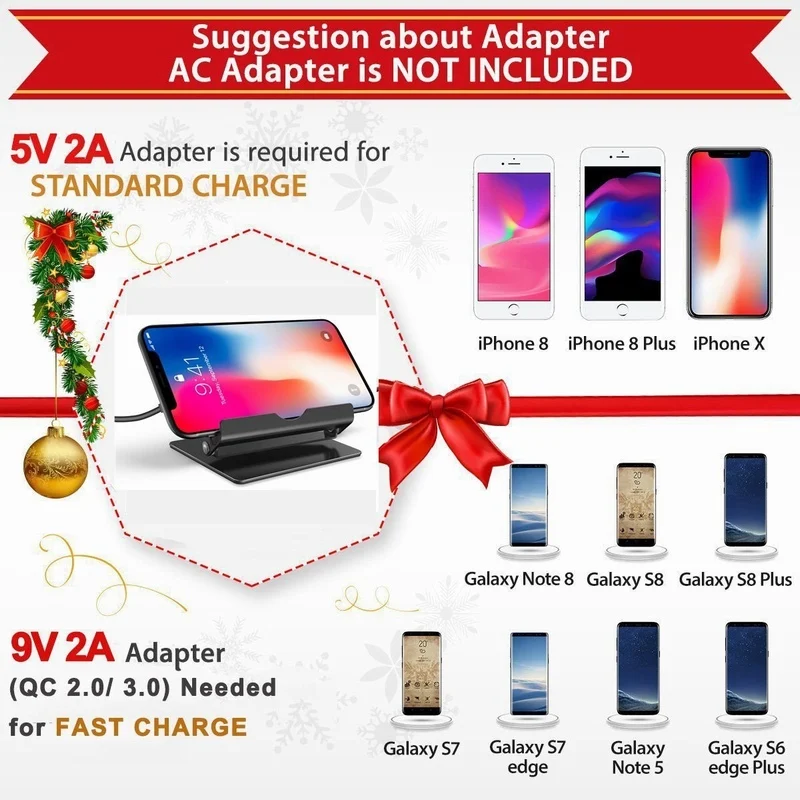 Ascromy Fast Wireless Charger QI Wireless Charging Pad Stand for Samsung Galaxy Note 8 S8 Plus S7 iPhone X 8 Plus Charge Station (5)