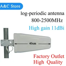Log-периодическим повторением ЧХ 11dBi 800~ 2500 МГц для CDMA/GSM DCS WCDMA 2G 3g 4glte сотовый телефон усилитель сигнала/ретранслятор/усилитель N-female