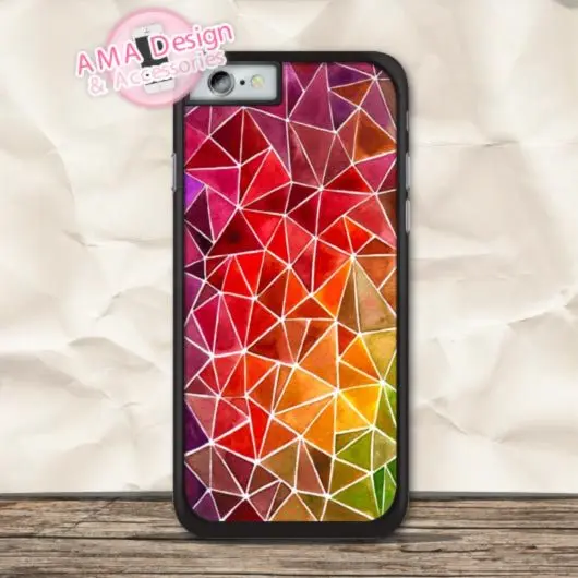 Purple Red Yellow Green Geometric Cover Case For iPhone X