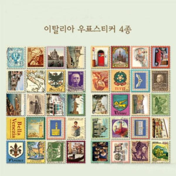 MQStyle 4Sheets/Pack DIY Vintage Retro Paper Sticker London Italy Doris Alice Prince Diary Stamp H0273 | Канцтовары для офиса и