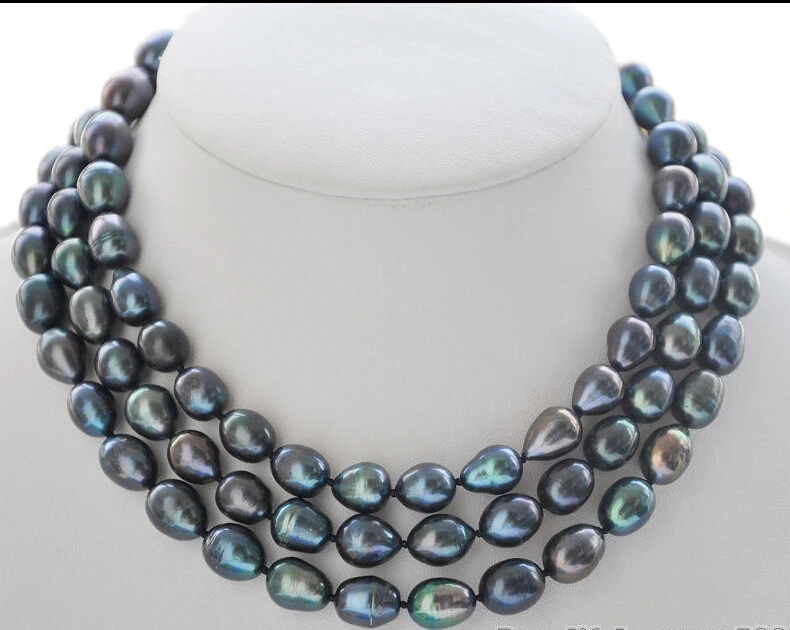 

FREE shipping> >>>z5835 50" 14mm peacock black rice freshwater cultured pearl necklace 6.07
