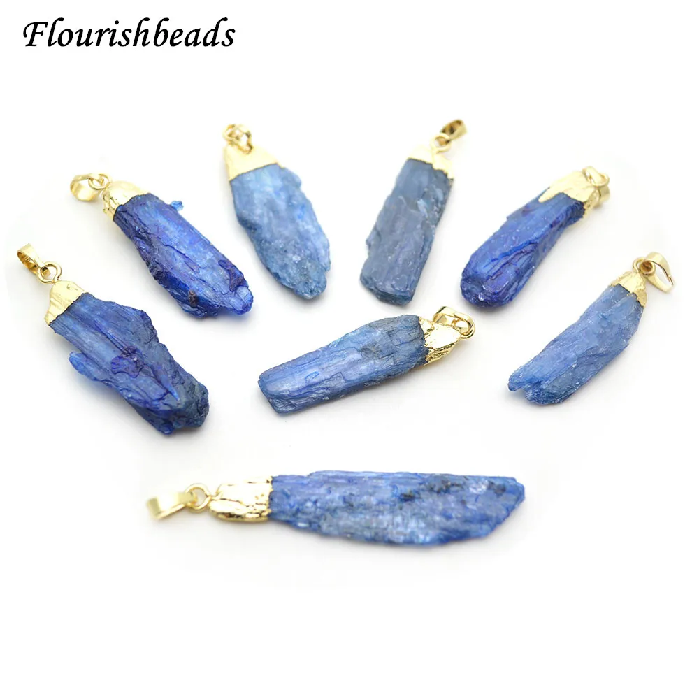 

Natural Kyanite Rough Stone Strip Shape Pendants Necklace making supplies 5pc per lot