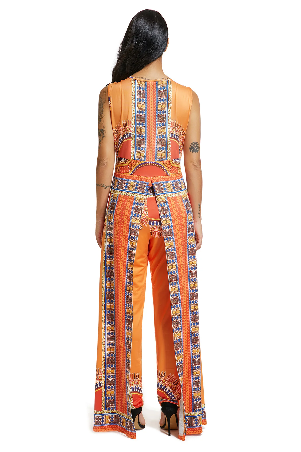 Африканские платья для женщин Взрывные Модели осень позиционирования печати оранжевые штаны в стиле этно